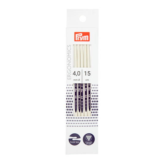 194154|Prym 6" Ergonomic Double Point Knitting Needles, US 6 (4mm)