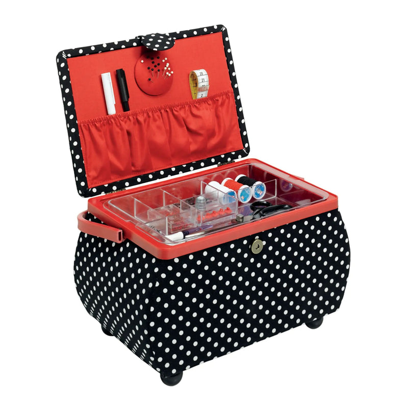 Chargez l'image dans la visionneuse de la galerie, 612246| Sewing basket Polka Dots black/white L