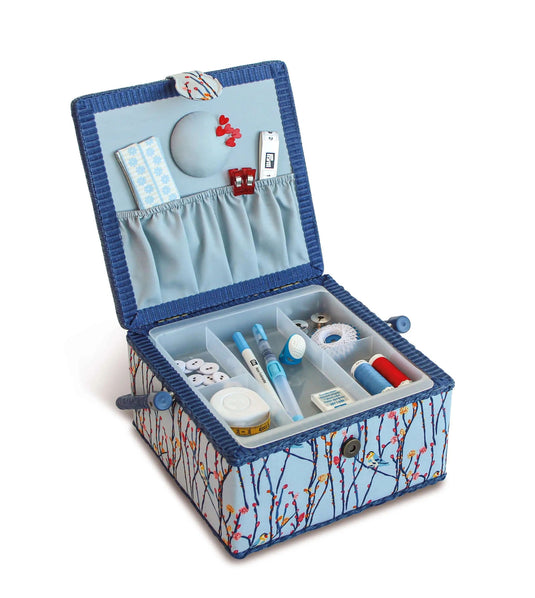 612081| Sewing basket M Blue Birds