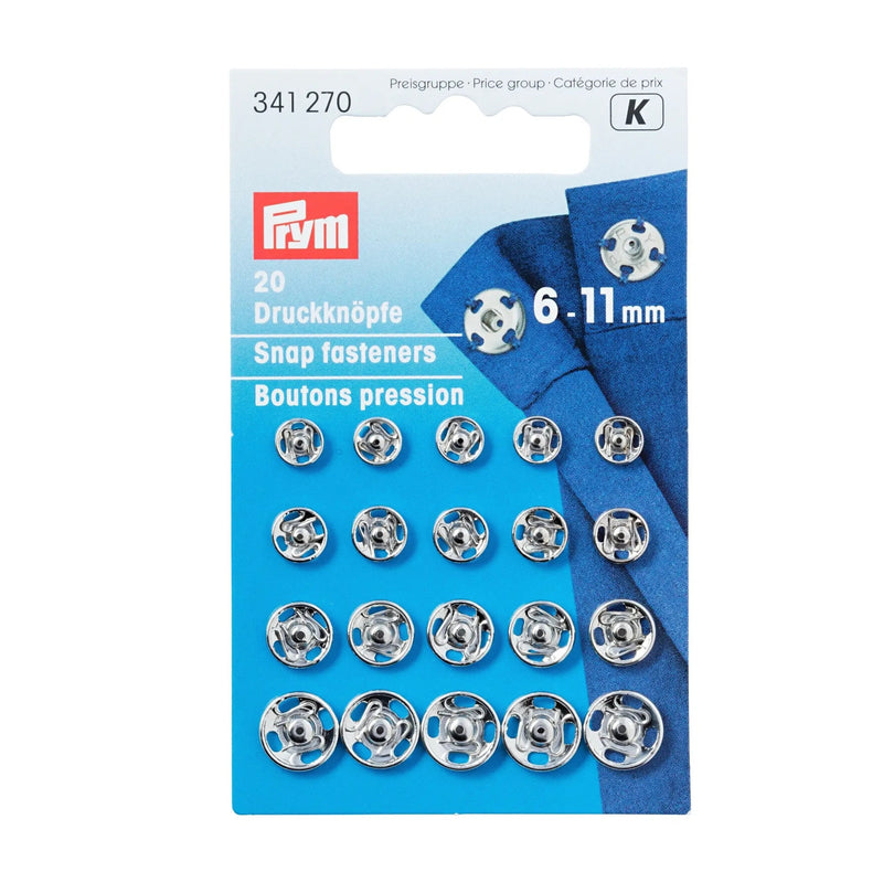 Chargez l'image dans la visionneuse de la galerie, 341270| Sew-On Snap Fasteners brass 6-11 mm silver col