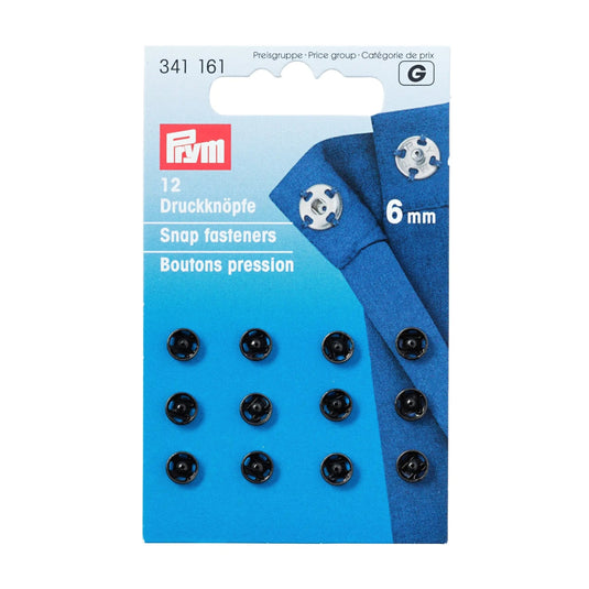341161| Sew-On Snap Fasteners brass 6 mm black