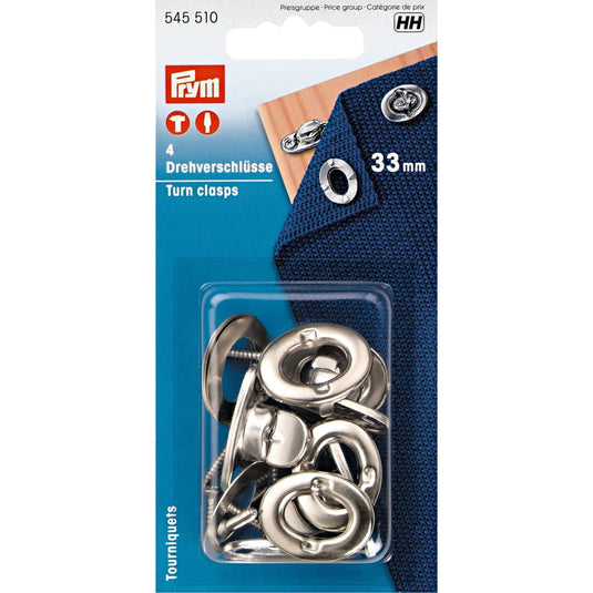 545510| Turn Clasps with screws brass silver col 33 mm