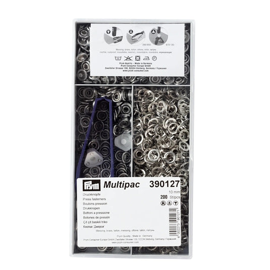 390127|Prym Non-sew snap fasteners "Jersey" 10 mm, Silver, 200pc