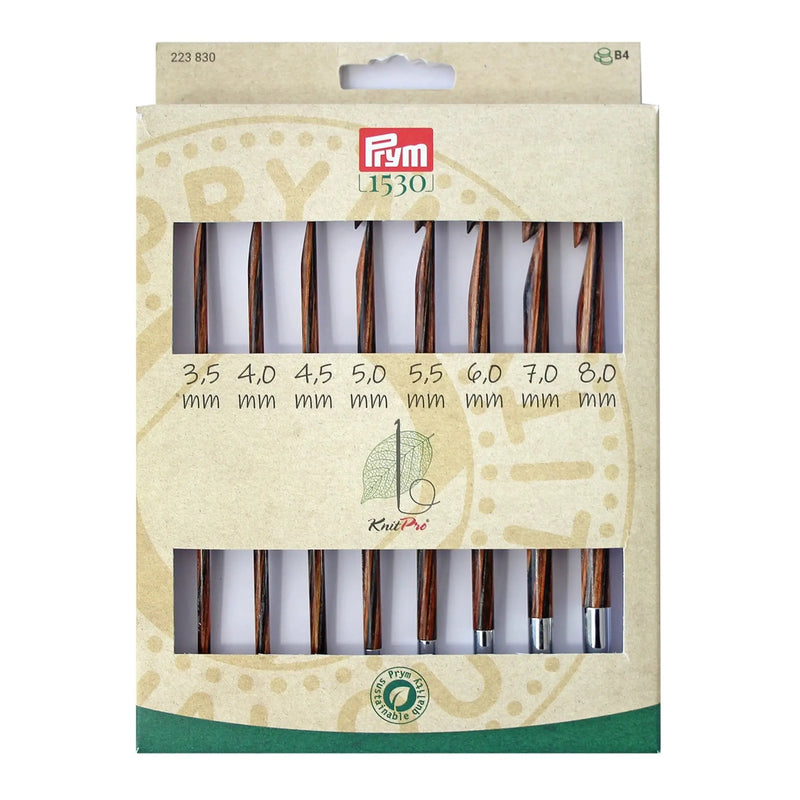 Load image into Gallery viewer, 223830|Prym 6" Tunisian Crochet Hook Set, interchangeable, wood, 3.5-8mm