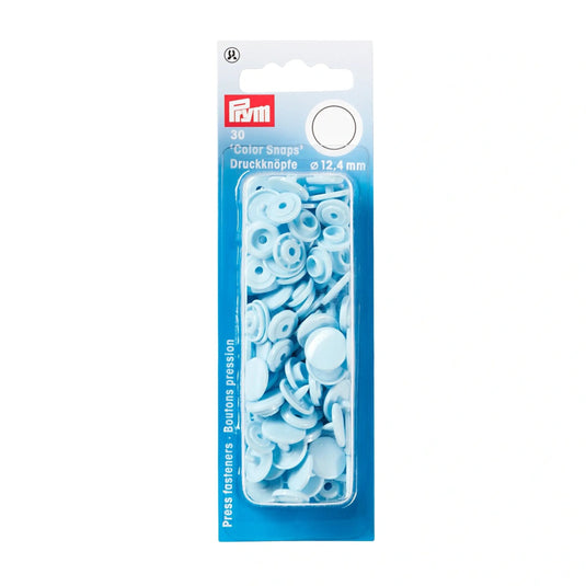 393120|Prym Color Snaps, round, 12.4 mm, 30 pcs, Light Blue