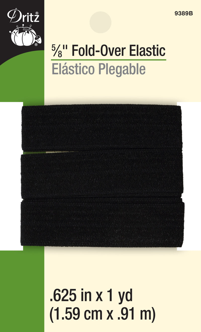 Load image into Gallery viewer, 9389B|Dritz 5/8" Fold-Over Elastic, Black, 1 yd
