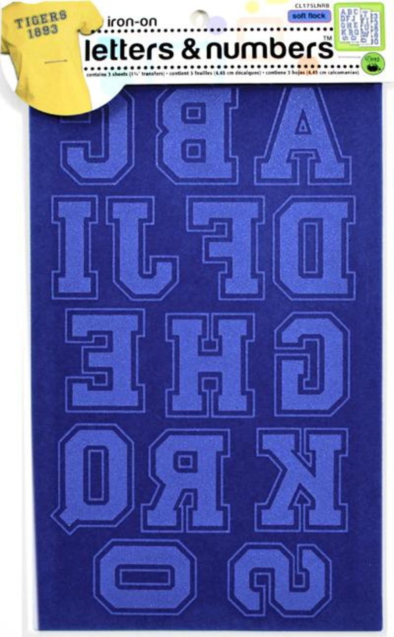 Cargue la imagen en el visor de la galería, CL175LNRB|Dritz Soft Flock Collegiate Iron-On Letters, Blue