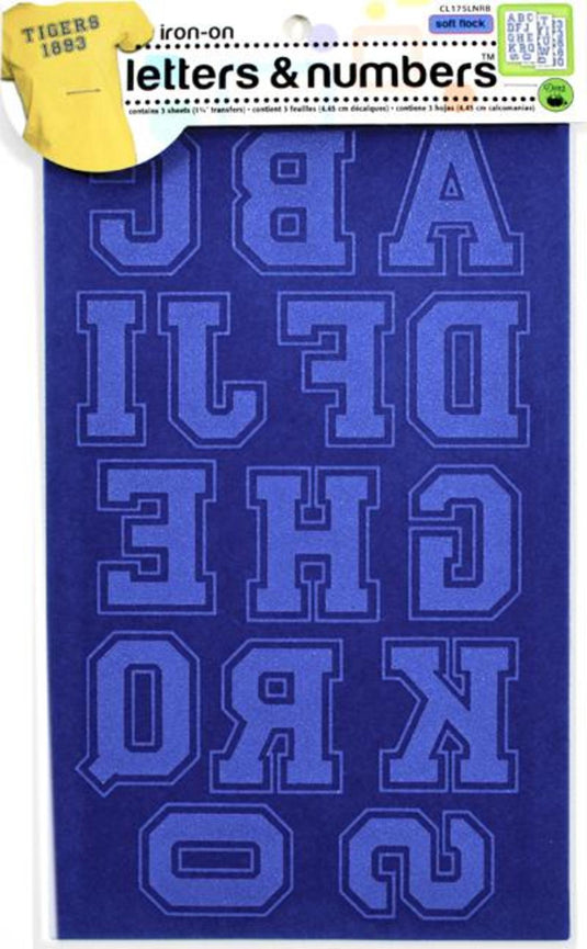 CL175LNRB|Dritz Soft Flock Collegiate Iron-On Letters, Blue