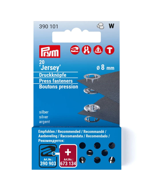 390101|Prym JERSEY 8 mm refill silver 20pc