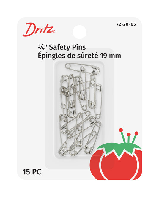 72-20-65|Dritz 3/4" Safety Pins, Nickel, 15 pc