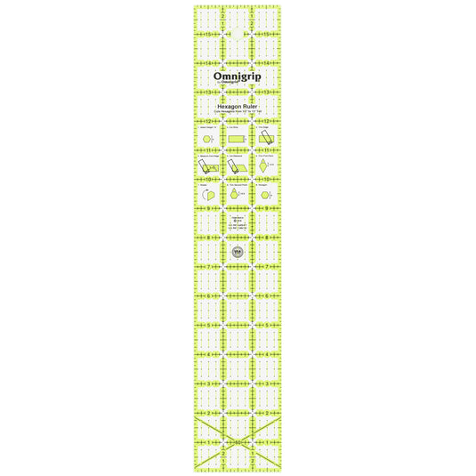 RN316|Omnigrid Omnigrip Non-Slip Hexagon Ruler, 3" x 16"
