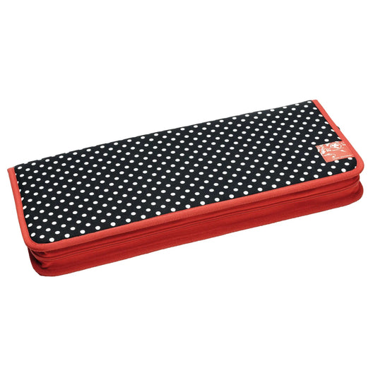 612181|Prym Knitting Needle Zippered Case, Black & White Polka Dots