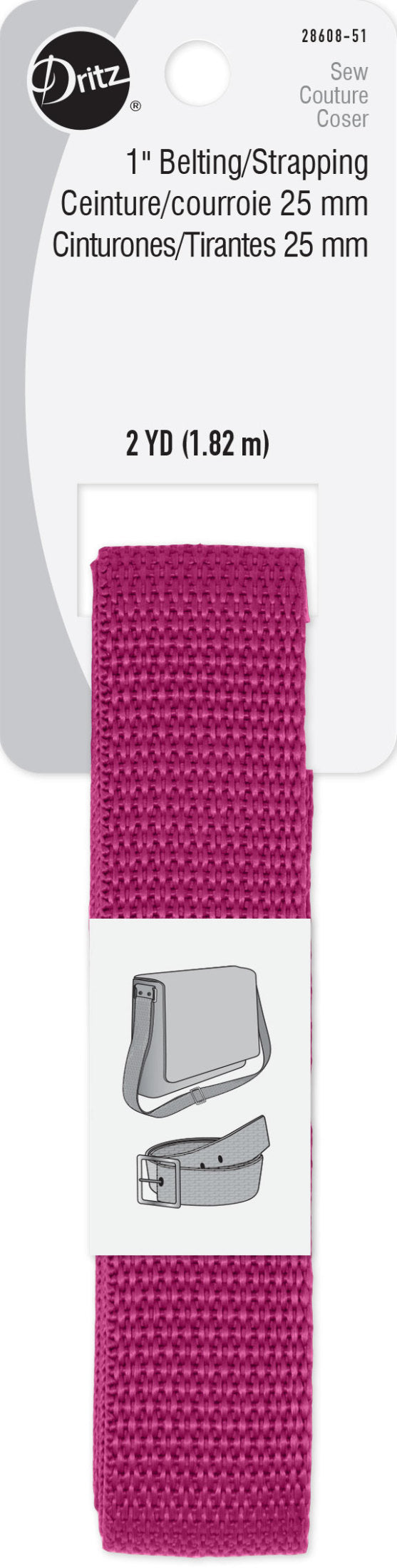 Load image into Gallery viewer, 28608-51|Dritz 1" Polypro Belting &amp; Strapping, Raspberry, 2 yd
