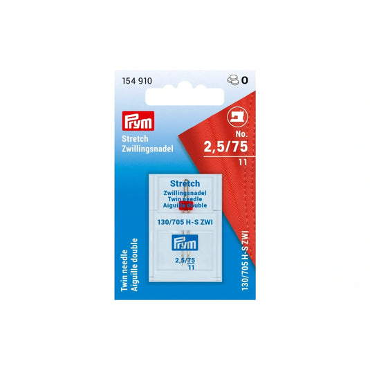 154910|Prym Stretch Double Sewing Machine Needle, Size 2.5 (No. 75)