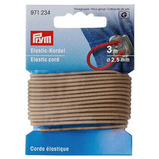 971234|Prym 2.5mm Elastic Cord, Beige, 3 M