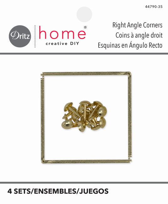 44790-35|Dritz Smooth Right Angle Corners, Small, Brass, 4 pc
