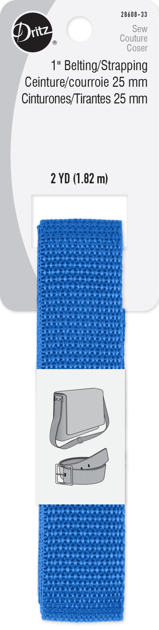 28608-33|Dritz 1" Polypro Belting & Strapping, Royal Blue, 2 yd