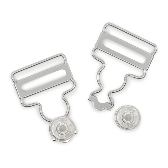 7-65|Dritz 1" Overall Buckles with No-Sew Buttons, Nickel, 2 pc