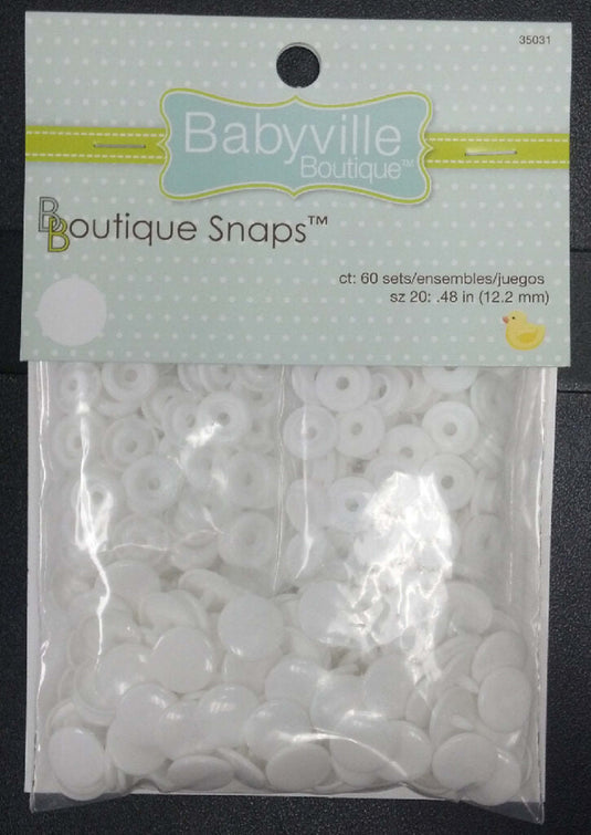 35031| Plastic Snaps - White - Size 20 - 60 SETS