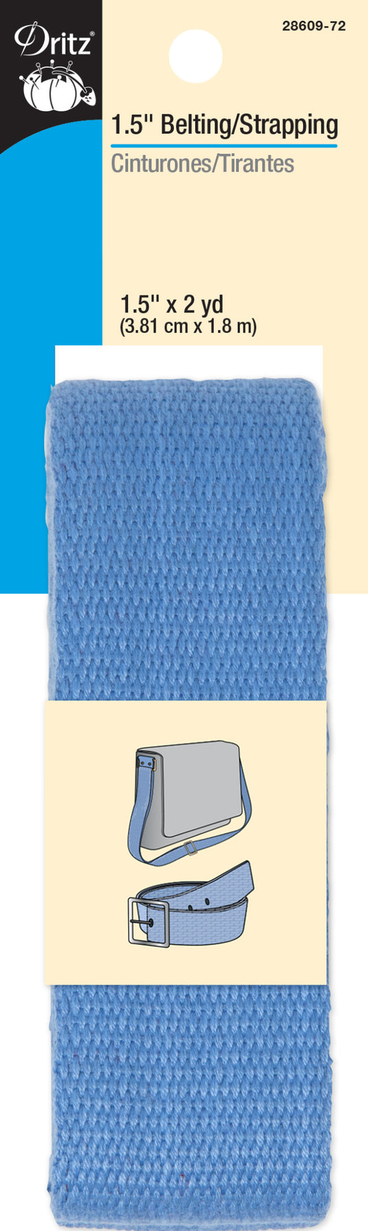 28609-72|Dritz 1-1/2" Polyester Belting & Strapping, Cornflower, 2 yd