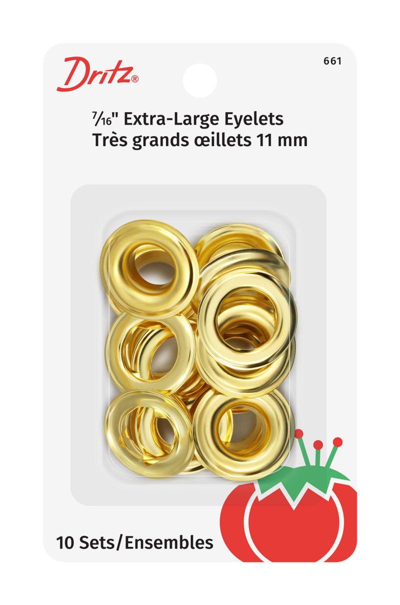 Load image into Gallery viewer, 661|Dritz 7/16" Extra-Large Eyelets, 10 Sets, Brass
