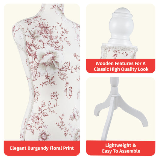 653158|Dritz Dress Form Mannequin, Floral Print, US Size 6