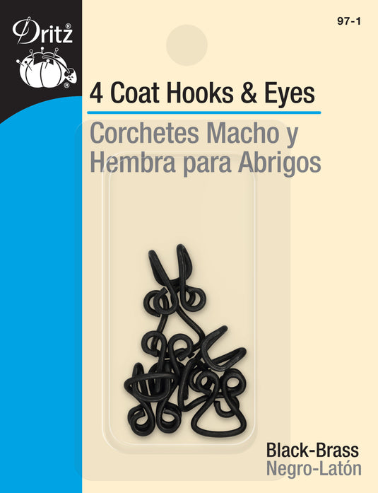97-1|Dritz Coat Hooks & Eyes, 4 pc, Black