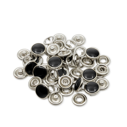 25-13|Dritz 7/16" Pearl Snap Fasteners, 12 Sets, Black