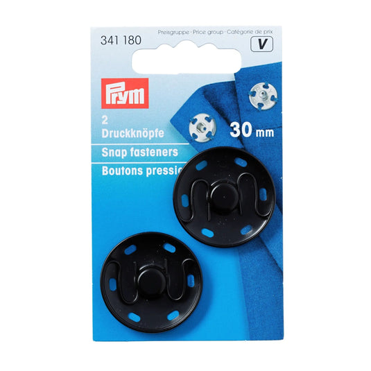 341180| Sew-On Snap Fasteners brass 30 mm black
