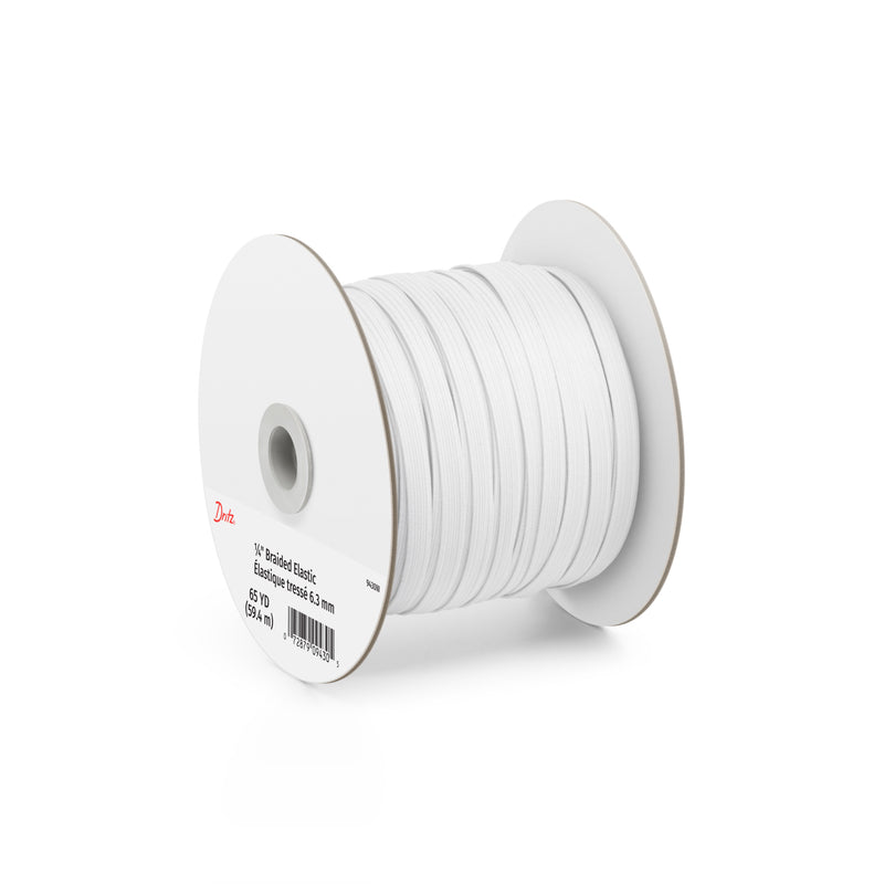 Chargez l'image dans la visionneuse de la galerie, 9430W|Dritz 1/4" White Braided Elastic, 65 yd