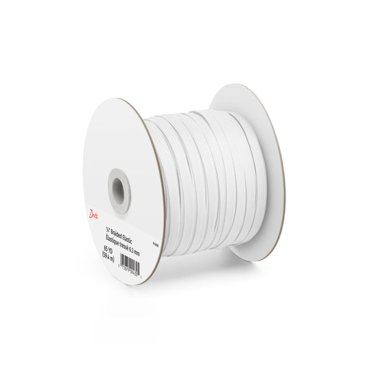 9430W|Dritz 1/4" White Braided Elastic, 65 yd