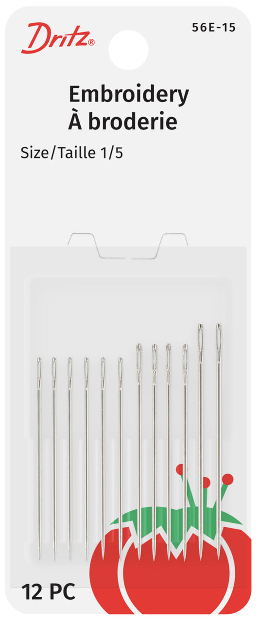 56E-15|Dritz Embroidery Hand Needles, Size 1/5, 12 pc