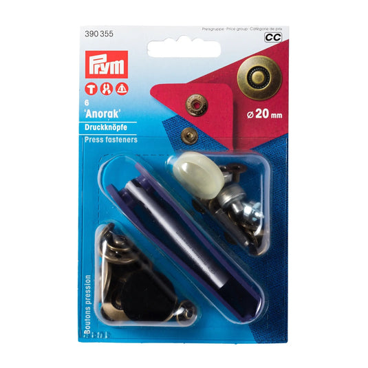 390377|Prym ANORAK 20 mm black oxidized matte with tools 6pc
