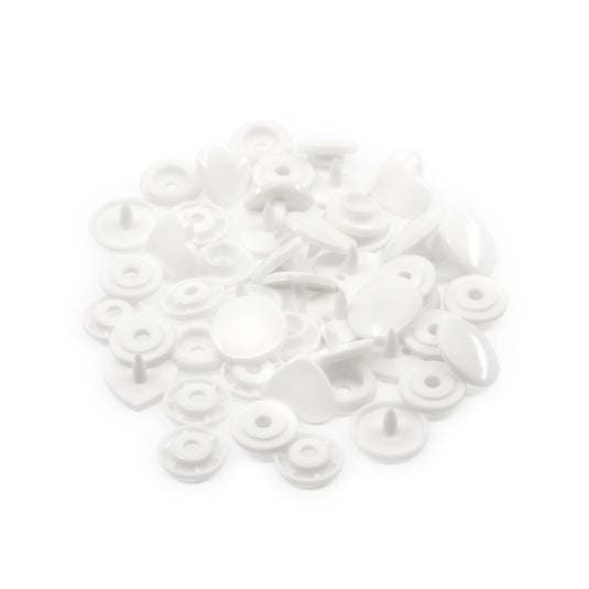 984-H-9|Dritz Plastic Color Heart Snaps, 12 Sets, White