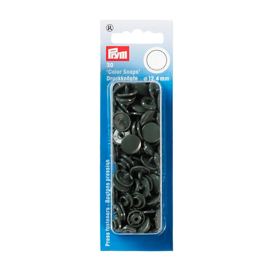 393109|Prym Color Snaps, round, 12.4 mm, 30 pcs, Dark Grey