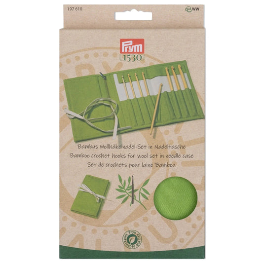 197610|Prym 6" Crochet Hook Set, Bamboo, 3.5-8mm