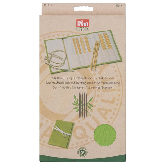222911| 8" Double Point Knitting Needles Set with Case, Bamboo, 2.5-4.5mm