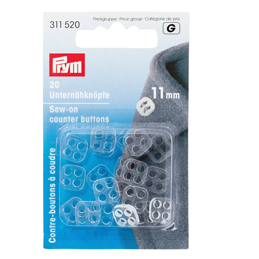 311520| Sew-On Counter Buttons plastic transparent 11 mm