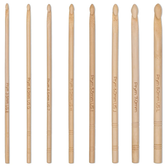 197610|Prym 6" Crochet Hook Set, Bamboo, 3.5-8mm