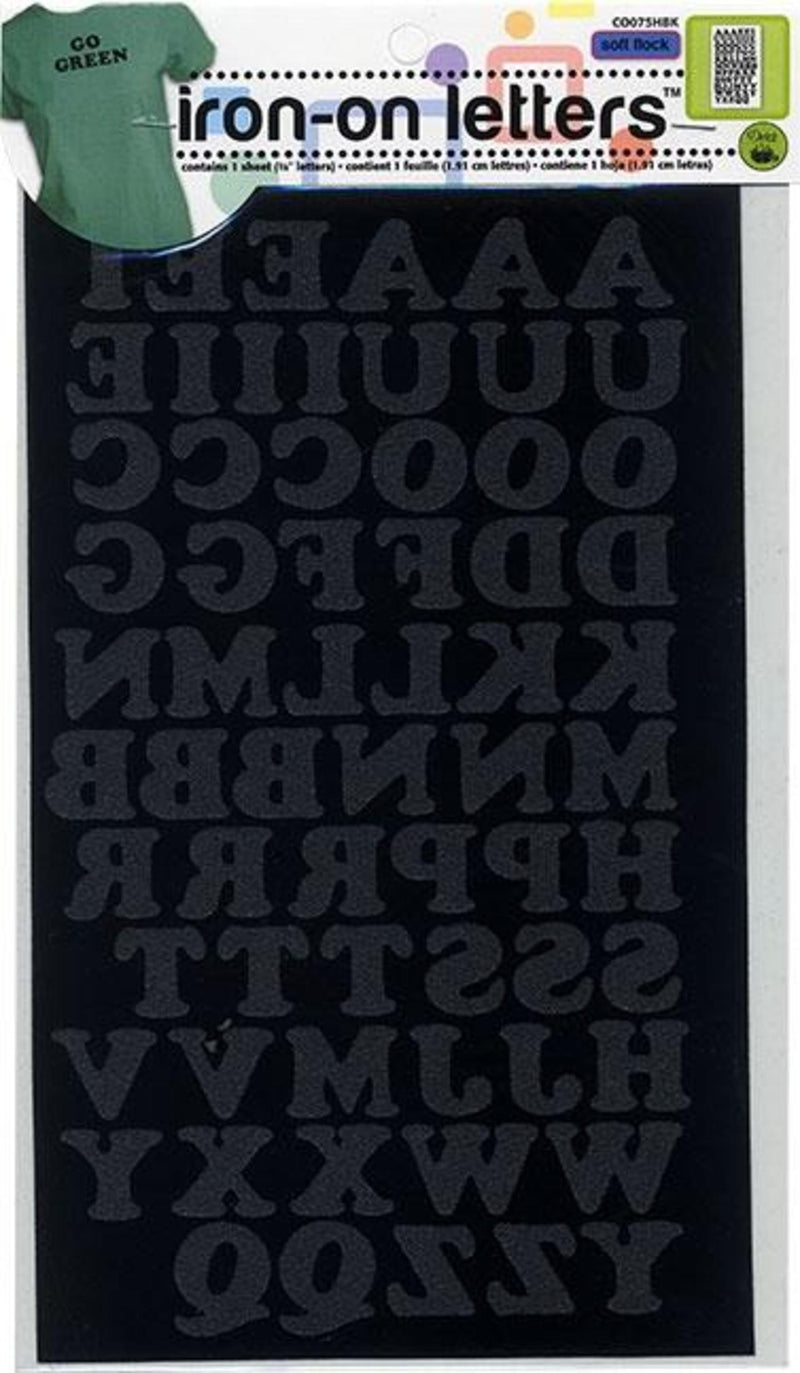 Cargue la imagen en el visor de la galería, CO075HBK|Dritz Soft Flock Iron-On Letters, 1 Sheet, Black