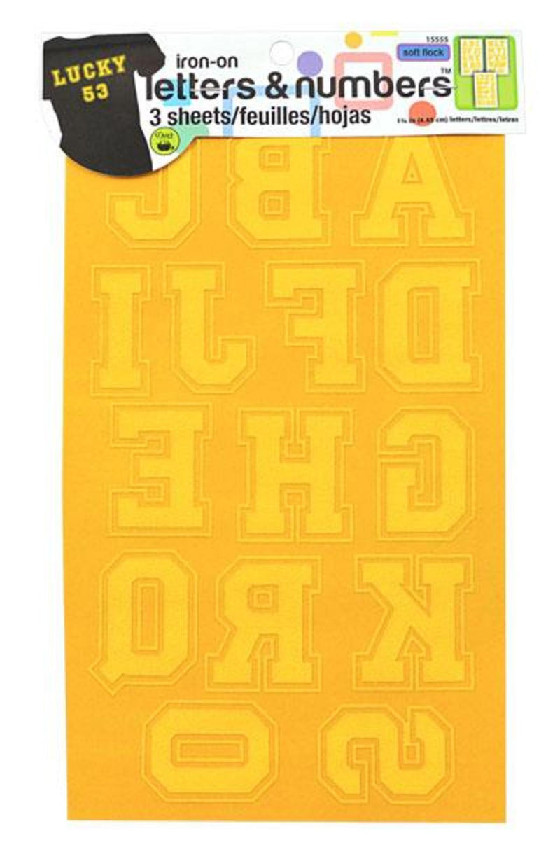 Cargue la imagen en el visor de la galería, 15555|Dritz Soft Flock Iron-on Letters, 3 Sheets, Yellow