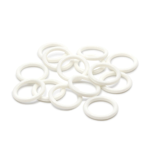 713-118|Dritz 1-1/8" Plastic Rings, White, 14 pc