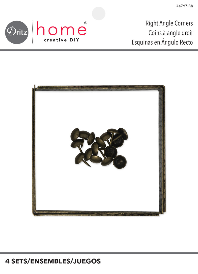 Cargue la imagen en el visor de la galería, 44797-38|Dritz Textured Right Angle Corners, Large, Antique Brass, 4 pc