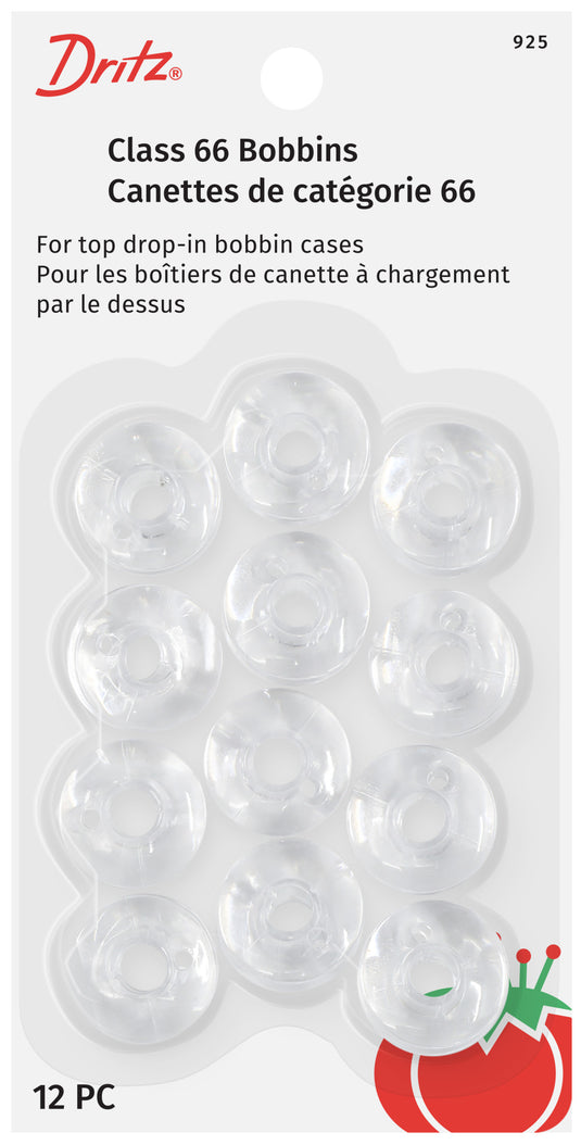 925|Dritz Class 66 Bobbins, Plastic, 12 pc