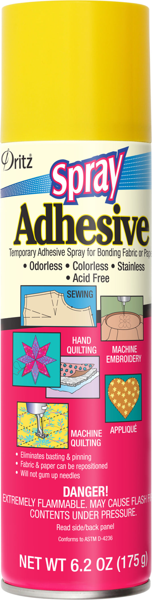 403|Dritz Temporary Spray Adhesive for Bonding Fabric or Paper, Clear, 6.2 oz.