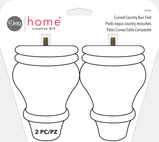 44706|Dritz Curved Country Bun Feet, Natural, 2 pc