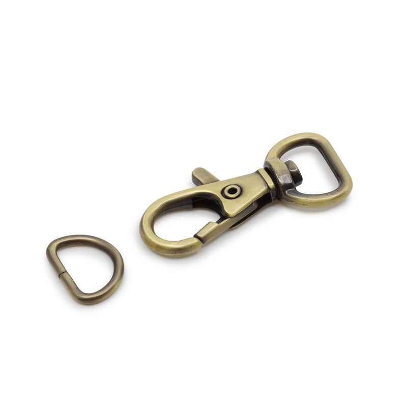 Chargez l'image dans la visionneuse de la galerie, 728-38|Dritz 1/2" Swivel Hooks &amp; D-Rings, Antique Brass, 12 Sets