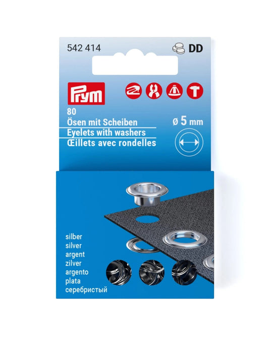 542414|Prym Eyelets with washers 5 mm refill silver 80pc