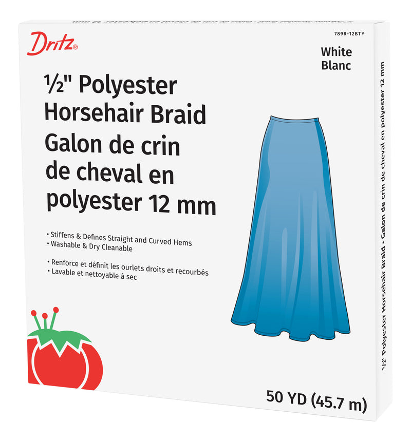 Load image into Gallery viewer, 789R-12BTY|Dritz 1/2" Polyester Horsehair Braid, White, 50 yd
