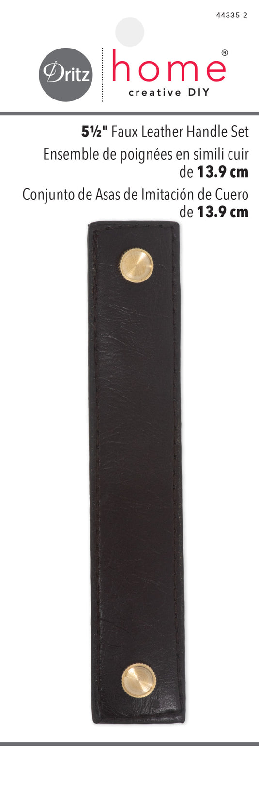 44335-2|Dritz 5-1/2" Faux Leather Handle Set, Brown